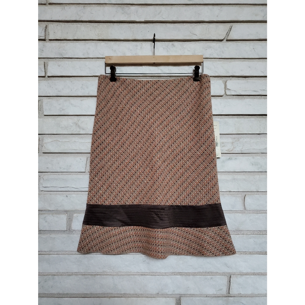Feraud Vintage Tweed Wool Trumpet Style Midi Skirt